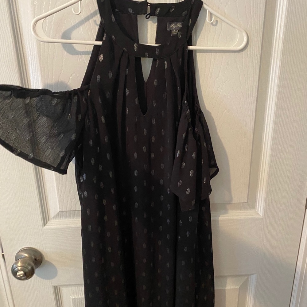 Black dress with silver dots